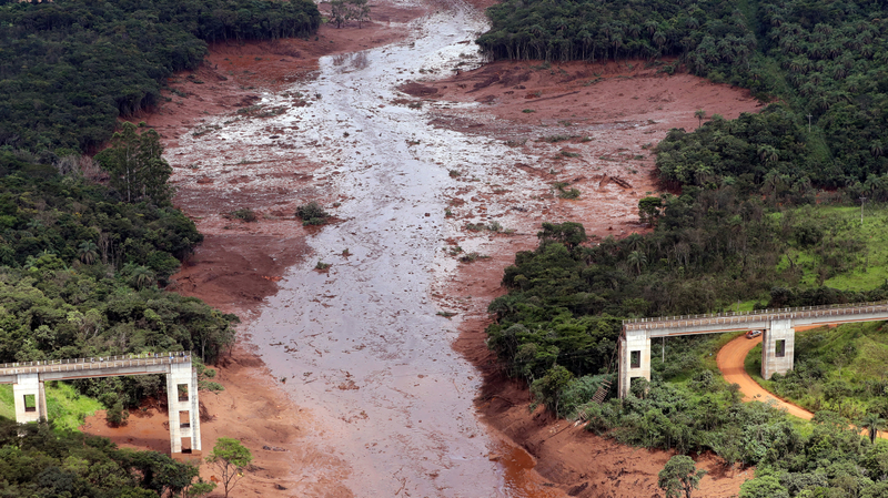 A bridge destroyed in the wake of a mining disaster in Brumadinho, Brazil on Jan. 26.